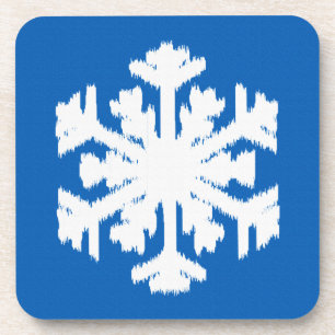 Ikat Snowflake - Cobalt blue and white Coaster