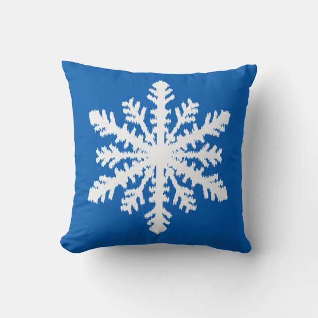 Ikat Snowflake - Cobalt blue and white Cushion (Front)