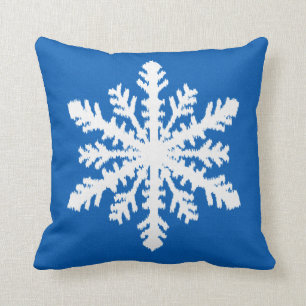 Ikat Snowflake - Cobalt blue and white Cushion