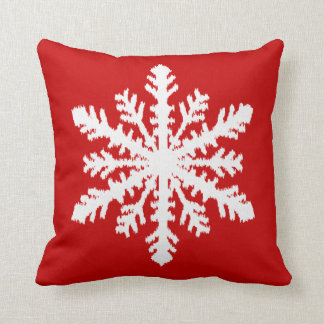 Ikat Snowflake - Dark red and white Cushion