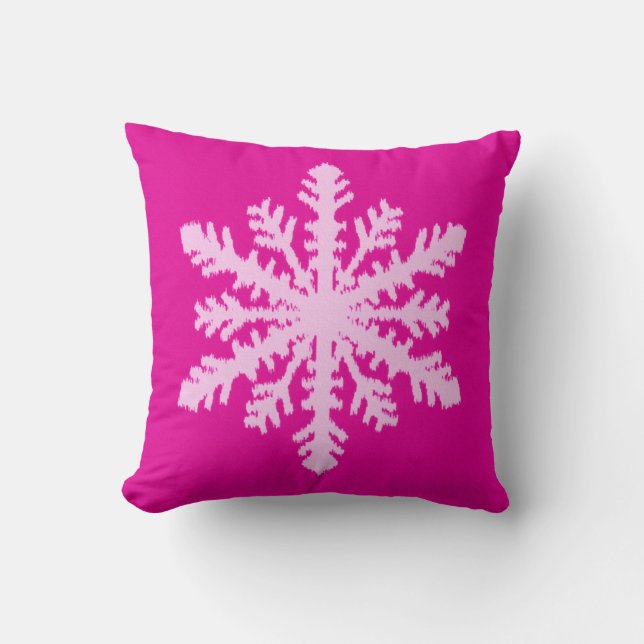Ikat Snowflake - Fuchsia and ice pink Cushion (Front)