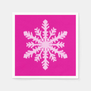 Ikat Snowflake - Fuchsia and ice pink Napkin