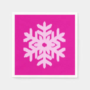 Ikat Snowflake - Fuchsia and ice pink Napkin