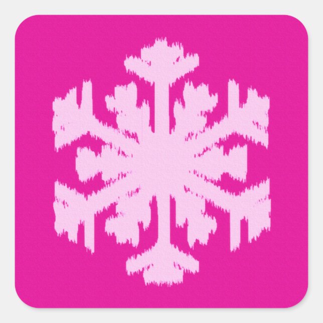 Ikat Snowflake - Fuchsia and ice pink Square Sticker (Front)