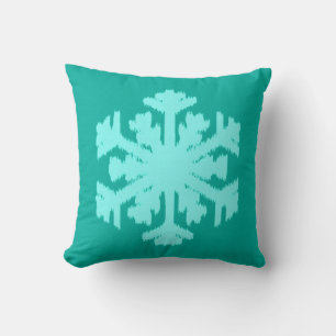 Ikat Snowflake - Turquoise and aqua Cushion