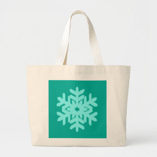 Ikat Snowflake - Turquoise and aqua Large Tote Bag