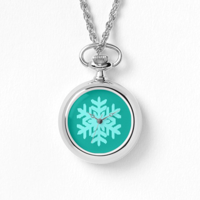 Ikat Snowflake - Turquoise and aqua Watch (Front)