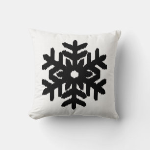 Ikat Snowflake - White and black Cushion