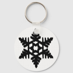 Ikat Snowflake - White and black Key Ring