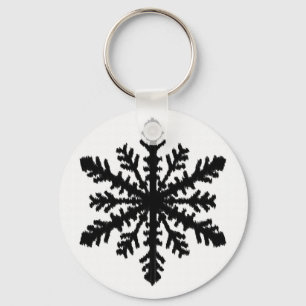 Ikat Snowflake - White and black Key Ring