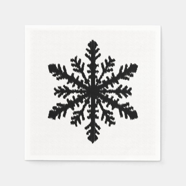Ikat Snowflake - White and black Napkin (Front)