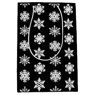Ikat Snowflakes - Black and white Medium Gift Bag