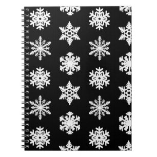 Ikat Snowflakes - Black and white Notebook