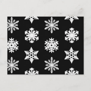 Ikat Snowflakes - Black and white Postcard