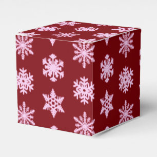 Ikat Snowflakes - Burgundy Wine and Pink Favour Box