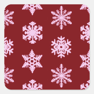 Ikat Snowflakes - Burgundy Wine and Pink Sticker