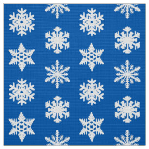 Ikat Snowflakes - Cobalt blue and white Fabric