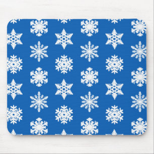 Ikat Snowflakes - Cobalt blue and white Mouse Pad