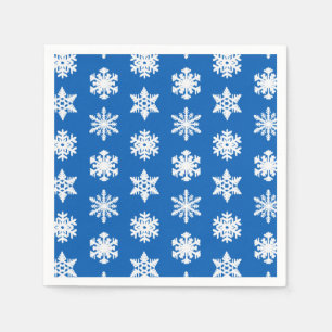 Ikat Snowflakes - Cobalt blue and white Napkin