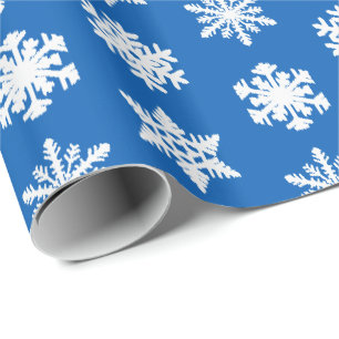 Ikat Snowflakes - Cobalt blue and white Wrapping Paper