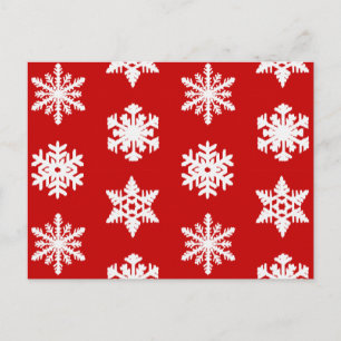 Ikat Snowflakes - Dark red and white Postcard