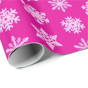 Ikat Snowflakes - Fuchsia and ice pink Wrapping Paper