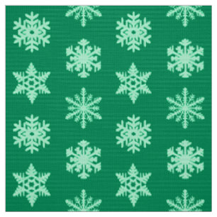 Ikat Snowflakes - Pine and mint green Fabric