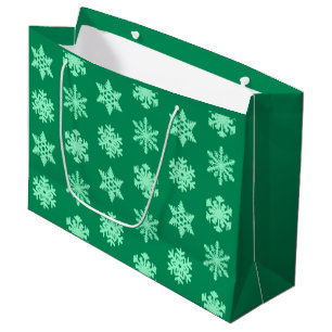 Ikat Snowflakes - Pine and mint green Large Gift Bag