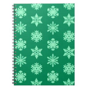 Ikat Snowflakes - Pine and mint green Notebook