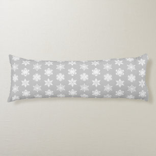 Ikat Snowflakes - Silver grey and white Body Cushion