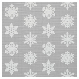 Ikat Snowflakes - Silver grey and white Fabric