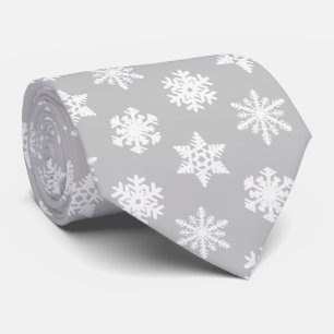 Ikat Snowflakes - Silver grey and white Tie