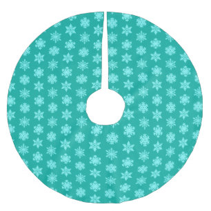 Ikat Snowflakes - Turquoise and aqua Brushed Polyester Tree Skirt