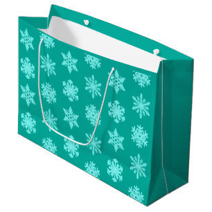 Ikat Snowflakes - Turquoise and aqua Large Gift Bag