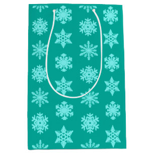 Ikat Snowflakes - Turquoise and aqua Medium Gift Bag