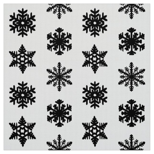 Ikat Snowflakes - White and black Fabric (Swatch)