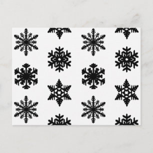 Ikat Snowflakes - White and black Postcard