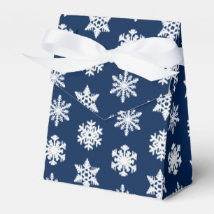 Ikat Snowflakes - White and Dark Navy Blue Favour Box