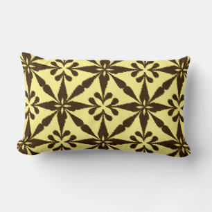 Ikat Star Pattern - Brown and Yellow Lumbar Cushion
