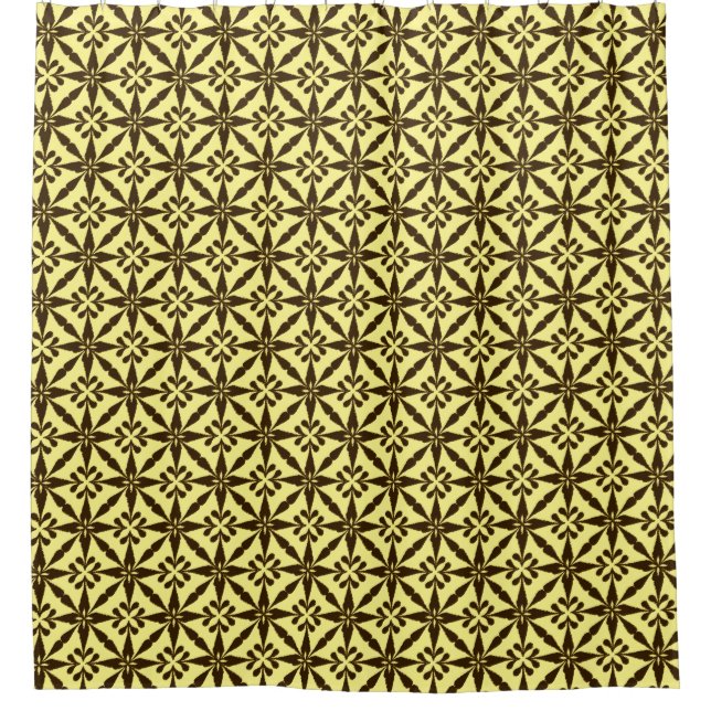 Ikat Star Pattern - Brown and Yellow Shower Curtain (Front)