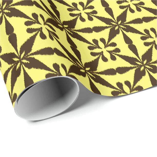 Ikat Star Pattern - Brown and Yellow Wrapping Paper (Roll Corner)