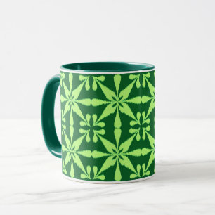 Ikat Star Pattern - Dark Green Mug