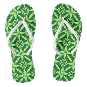 Ikat Star Pattern - Dark Green Thongs