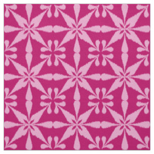 Ikat Star Pattern - Fuchsia Pink Fabric