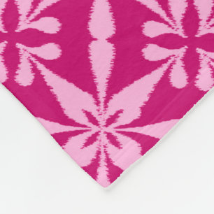 Ikat Star Pattern - Fuchsia Pink Fleece Blanket