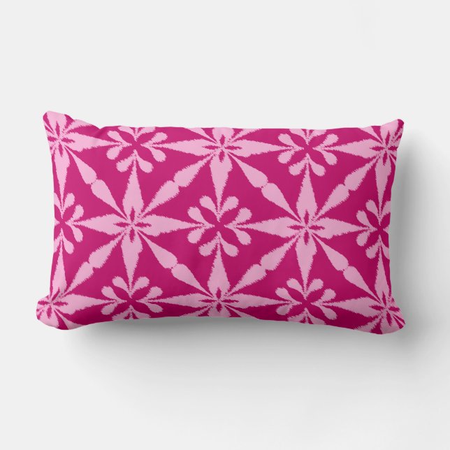 Ikat Star Pattern - Fuchsia Pink Lumbar Cushion (Front)