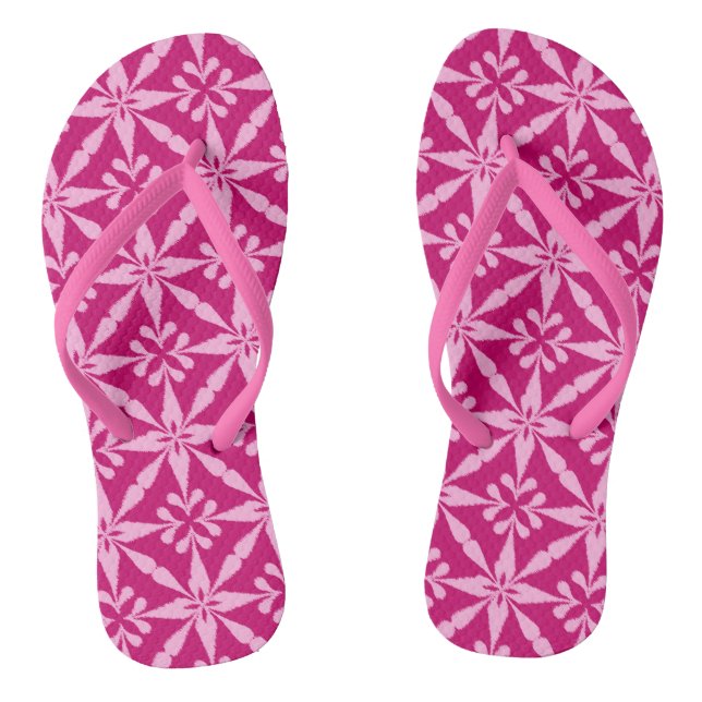 Ikat Star Pattern - Fuchsia Pink Thongs (Footbed)
