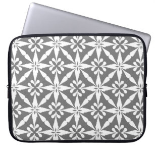 Ikat Star Pattern - Grey / Grey and White Laptop Sleeve