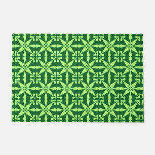 Ikat Star Pattern, Lime and Dark Green Doormat