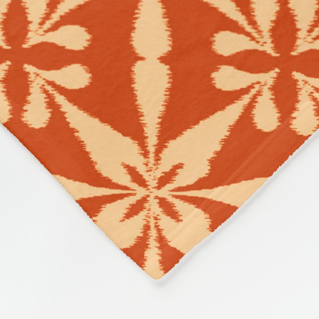 Ikat Star Pattern - Mandarin Orange Fleece Blanket (Corner)